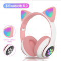 Akz-022 Stereo Ενσύρματα Over Ear Ακουστικά Αυτιά Γάτας Ροζ