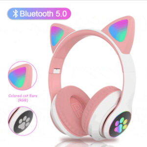 Akz-022 Stereo Ενσύρματα Over Ear Ακουστικά Αυτιά Γάτας Ροζ