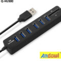 Andowl USB 3.0 Hub 8 Θυρών με σύνδεση USB-A & Θύρα Φόρτισης, Q-HU300