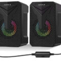 AOAS Ηχεία Υπολογιστή USB2.0 με RGB Φωτισμό 5W με βύσμα 3.5mm μαύρα