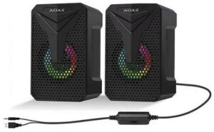 AOAS Ηχεία Υπολογιστή USB2.0 με RGB Φωτισμό 5W με βύσμα 3.5mm μαύρα