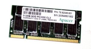 Apacer Ddr-Sod 512Mb 400Mhz Pc3200
