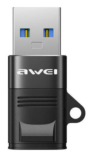 AWEI αντάπτορας USB 3.0 αρσενικό σε USB Type-C θηλυκό μαύρος