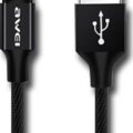 Awei Καλώδιο Ταχείας Φόρτισης Και Δεδομένων USB 2.0 Σε Micro USB Με Υφασμάτινη Επένδυση 1m Μαύρο