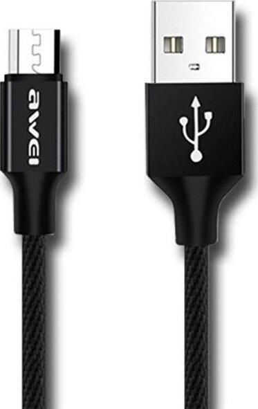 Awei Καλώδιο Ταχείας Φόρτισης Και Δεδομένων USB 2.0 Σε Micro USB Με Υφασμάτινη Επένδυση 1m Μαύρο