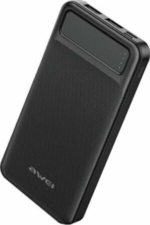 Awei Power Bank 10000mAh με 2 Θύρες USB-A Μαύρο