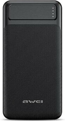 Awei Power Bank 20000mAh με 2 Θύρες USB-A Μαύρο