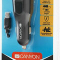 Canyon Φορτιστής Αυτοκινήτου 2.4A + μια Θύρα USB κι Ενσωματωμένο Καλώδιο Micro-USB Μαύρο C-031