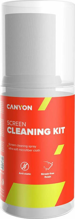 Canyon Spray Καθαριστικό Οθόνης 200ml Χωρίς Αλκοόλη + Πανάκι Μικροϊνών