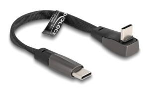 Delock Καλώδιο Usb-C 80750 60W Flat Γωνιακό 480Mbps 14Cm Μαύρο