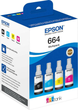 Epson 664 Γνήσιο Πακέτο 4 Μελανιών Εκτυπωτή InkJet Κίτρινο / Κυανό / Ματζέντα / Μαύρο (C13T66464A)