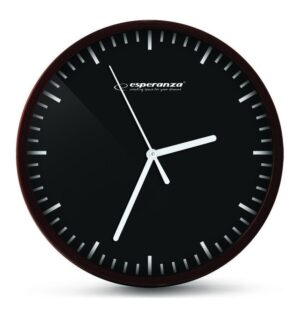 ESPERANZA Ρολόι τοίχου Budapest 20cm μαύρο-όψη ξύλου