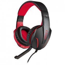 Gaming headset με ρυθμιζόμενο σε κλίση μικρόφωνο, σε μαύρο χρώμα και κόκκινο LED φωτισμό