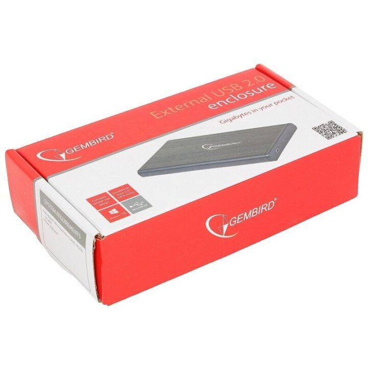 Gembird External USB 2.0 enclosure for 2.5'' SATA HDDs mini-USB 5pin connector