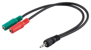 Goobay Αντάπτορας Ακουστικών 3.5mm AUX 4-pin σε 2x AUX 3-pin 0.3m Μαύρο
