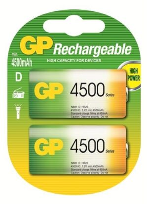 GP Πακ. 2 Επαναφ. D 4500 mAh NiMH