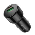 Hoco Φορτιστής Αυτοκινήτου Light Road USB QC3.0A 18W & USB-C PD 20W μαύρος με LED ένδειξη
