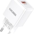 Kakusiga Φορτιστής USB σε Λευκό Χρώμα Ισχύος 18W & Υποστήριξη Γρήγορης