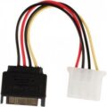 Καλώδιο-Αντάπτορας Τροφοδοσίας Sata 15-Pin Male Σε Molex 4-Pin Female, 0.15M