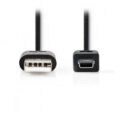 Καλώδιο Usb 2.0 A male Mini 5pin male 2m Μαύρο