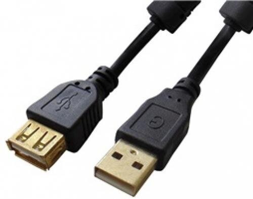 Καλώδιο Usb High Sp. A/m A/f Μαύρο/Χρυσές Επ/Φεριτ. 5mcmp Brd
