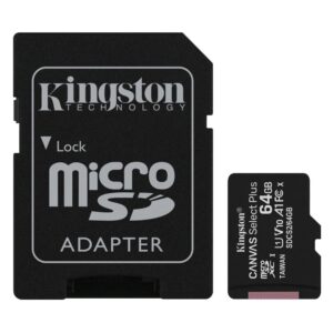 Kingston Micro Secure Digital 64GB microSDXC Canvas select Plus 80R CL10 UHS-I Card + SD Adapter