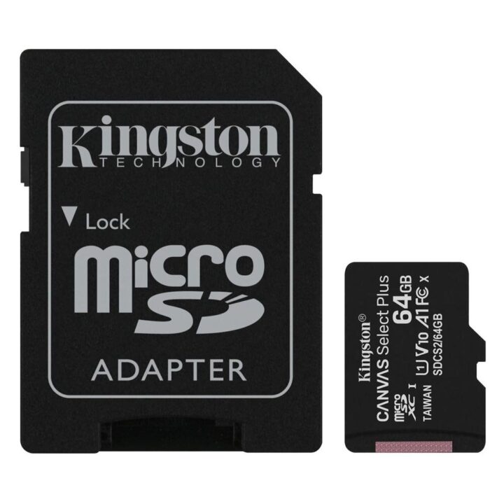 Kingston Micro Secure Digital 64GB microSDXC Canvas select Plus 80R CL10 UHS-I Card + SD Adapter