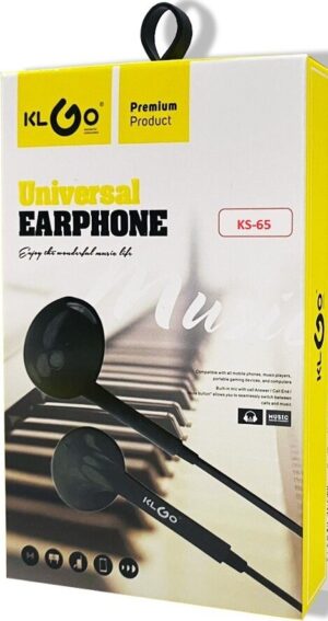 KLGO In-Ear Handsfree με Βύσμα 3.5mm μαύρο - λευκό