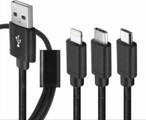 KLGO Καλώδιο Σχοινί 3σε1 High Speed Usb To Lightning Type-C Micro 1m