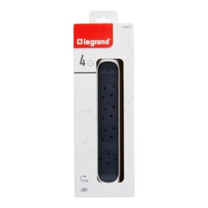 Legrand Πολύπριζο Ασφαλείας 4 Θέσεων με Διακόπτη Μήκος Καλωδίου 1.5m Λευκό / Ανθρακί