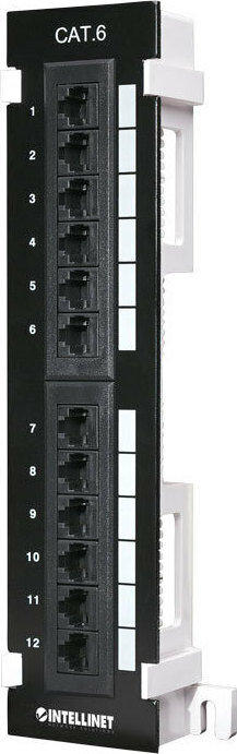 Manhattan Patch Panel για Rack 1U 12 Θυρών Cat6 UTP Επίτοιχο Μαύρο