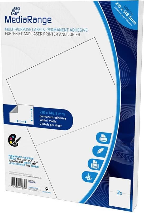 MediaRange Ετικέτες Γενικής Χρήσης 210x148.5mm Λευκές 100 Pack MRINK141
