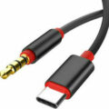 Mimacro Καλώδιο με Πλεκτή Επένδυση USB 2.0 USB-C Αρσενικό - 3.5mm Jack Αρσενικό 1m Μαύρο