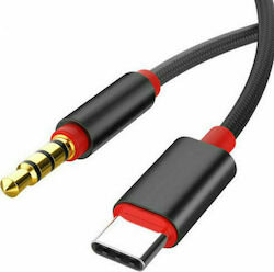 Mimacro Καλώδιο με Πλεκτή Επένδυση USB 2.0 USB-C Αρσενικό - 3.5mm Jack Αρσενικό 1m Μαύρο