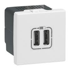 Mosaic Πριζα Φορτιστης 2 Usb 5v 1500ma 2 Στοιχειων Λευκη