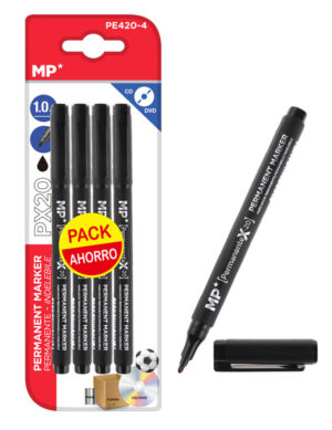 MP Ανεξίτηλος Μαρκαδόρος για CD-DVD 1mm Μαύρος 4τμχ