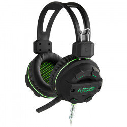 NOD Gaming Headset Με Ελαστικό Μικρόφωνο Σε Μαύρο "Rubber" Χρώμα Και Πράσινο LED Φωτισμό