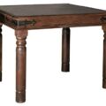 Ostia Τραπέζι 80X80Cm Χωρίς Συρτάρι Medium Dark Ινδικό Σχέδιο
