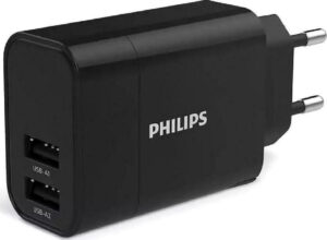 Philips Φορτιστής Τοίχου 2x USB 17W DLP2620-12