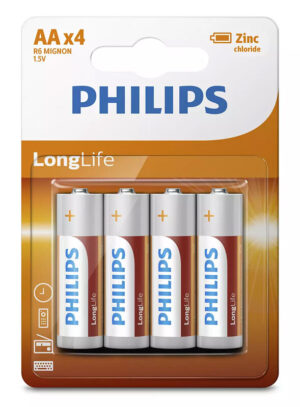 Philips Longlife Zinq Chloride Μπαταρίες AA R6 Mignon 4Τμχ