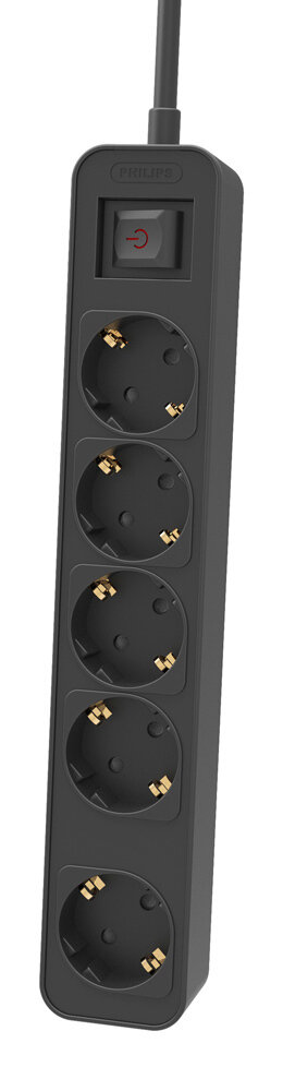 Philips Πολύπριζο 5x Schuko 16A 1.5m Μαύρο
