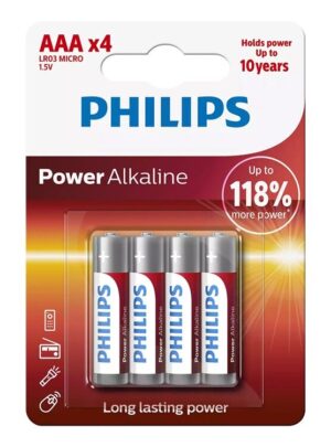 Philips Power Αλκαλικές Μπαταρίες LR03P4B/5 AAA LR03 1.5V 4τμχ
