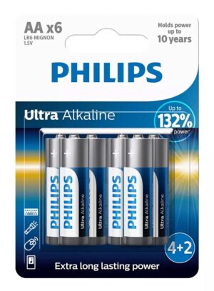 Philips Ultra Αλκαλικές Μπαταρίες Lr6e6bp/10 Aa Lr6 1.5v 6τμχ