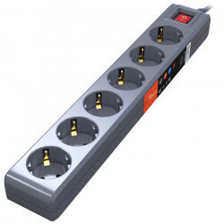 Πολύπριζο 6 Θέσεων με Διακόπτη 3 x 1.5 mm² 1.5m Γκρι