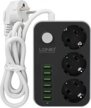 Πολύπριζο Ldnio Με 3 Power Socket & 6 Θύρες Φόρτισης Usb 3.4A
