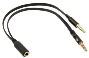 Powertech Αντάπτορας 2x 3.5mm Αρσενικό σε 3.5mm Θηλυκό 0.2m Μαύρο