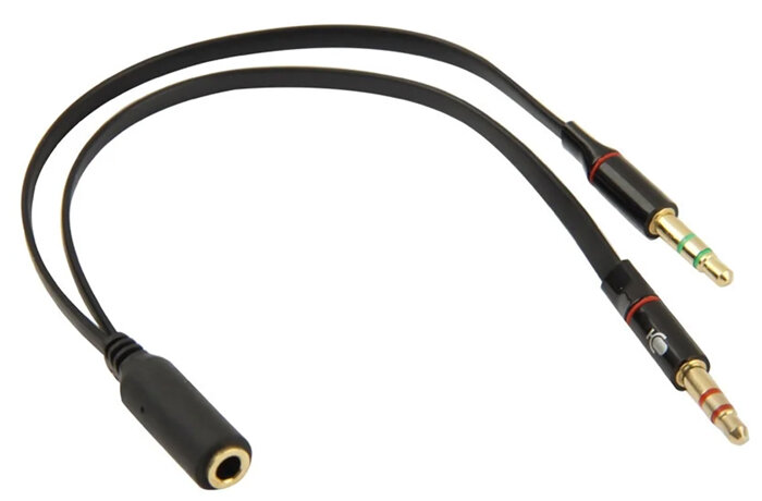 Powertech Αντάπτορας 2x 3.5mm Αρσενικό σε 3.5mm Θηλυκό 0.2m Μαύρο