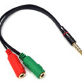 Powertech αντάπτορας 3.5mm 4pin αρσενικό σε 2x 3.5mm θηλυκά 0.2m, μαύρο