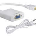 Powertech αντάπτορας HDMI σε VGA καλώδιο 3.5mm 0.20m λευκός