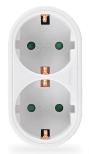 Powertech Αντάπτορας Ρεύματος 2X Schuko 250V 16A Λευκός